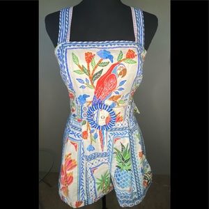 FARM RIO Tropical Tiles Belted Poplin Romper.   NWT